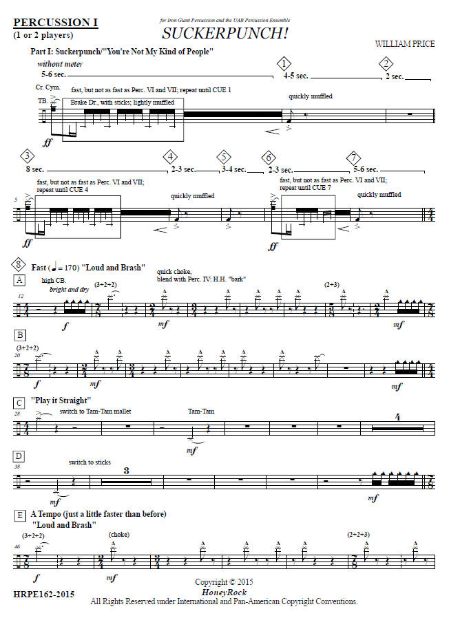 SUCKERPUNCH! for Percussion Ensemble, 7 Players - William Price