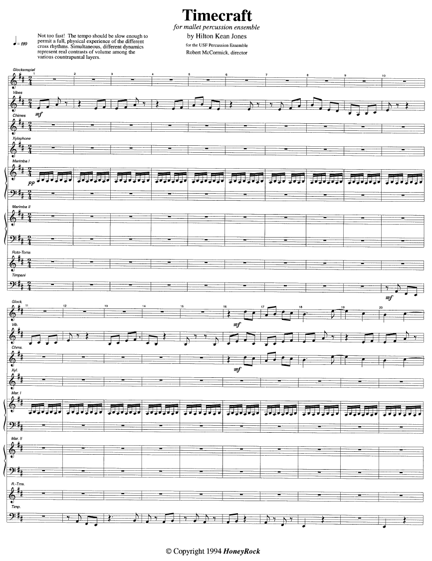 Timecraft for Percussion Ensemble, 8 Players