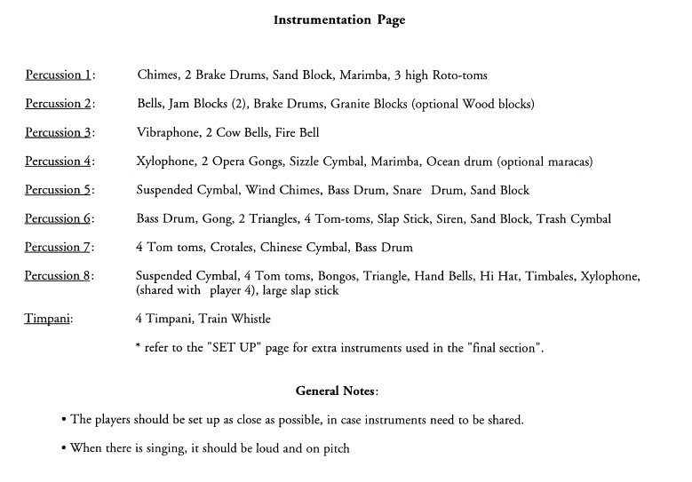 Vicissitude for Percussion Ensemble, 9 Players