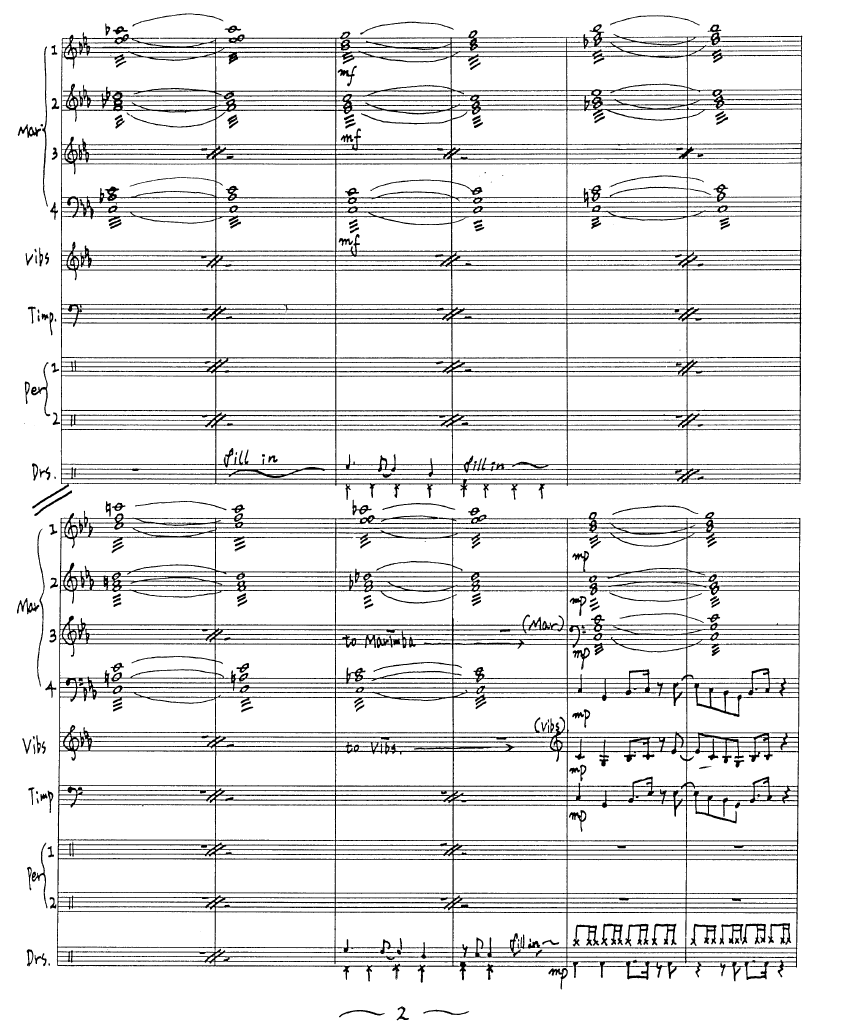 BINGO for Percussion Ensemble, 9 Players