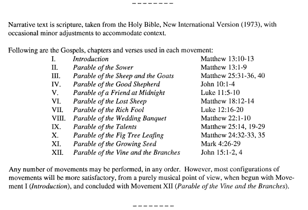 The Parables for Percussion Duo and Narrator