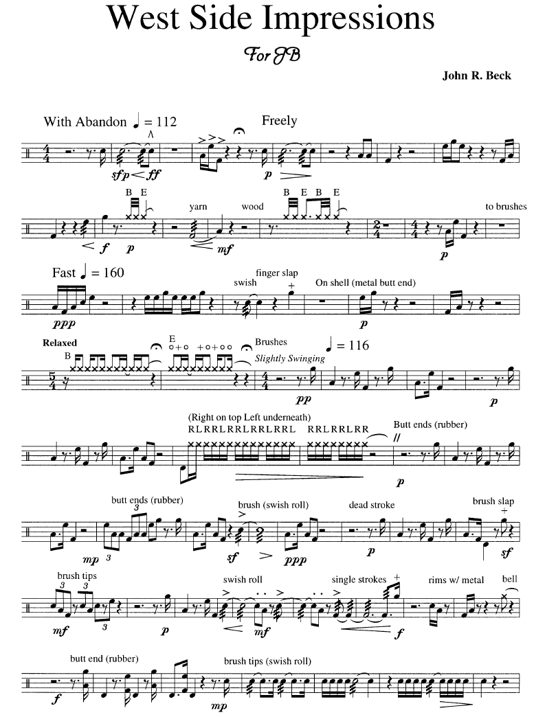 West Side Impressions for Solo Percussion