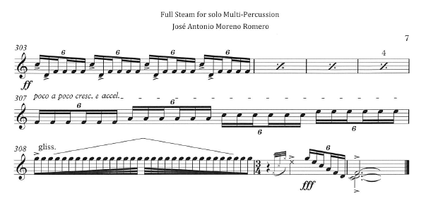 Full Steam for solo multi-percussion, José Antonio Moreno Romero