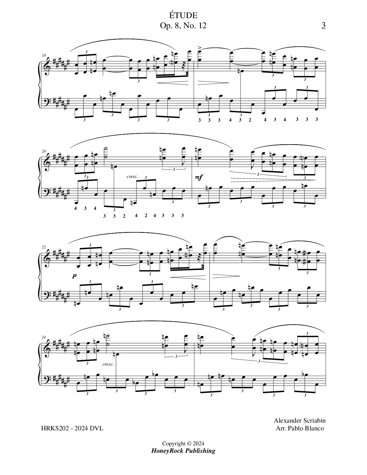 Etude OP. 8, No.12 Alexander Scriabin Arr. for Solo Marimba by Pablo Blanco Cordero