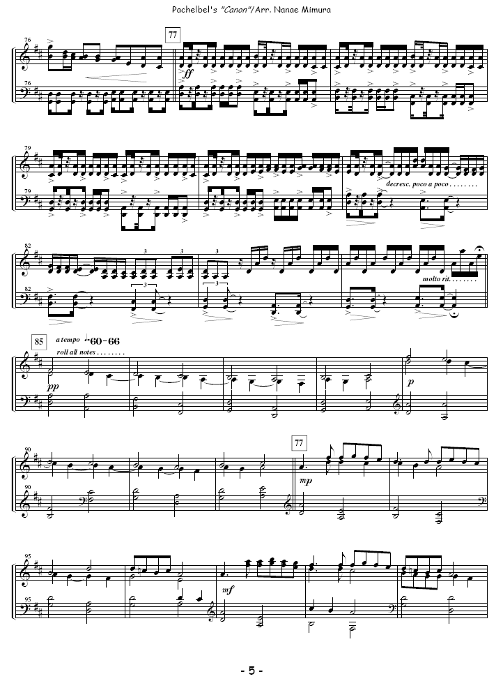 Transformation of Pachelbel's "Canon" for Solo Marimba