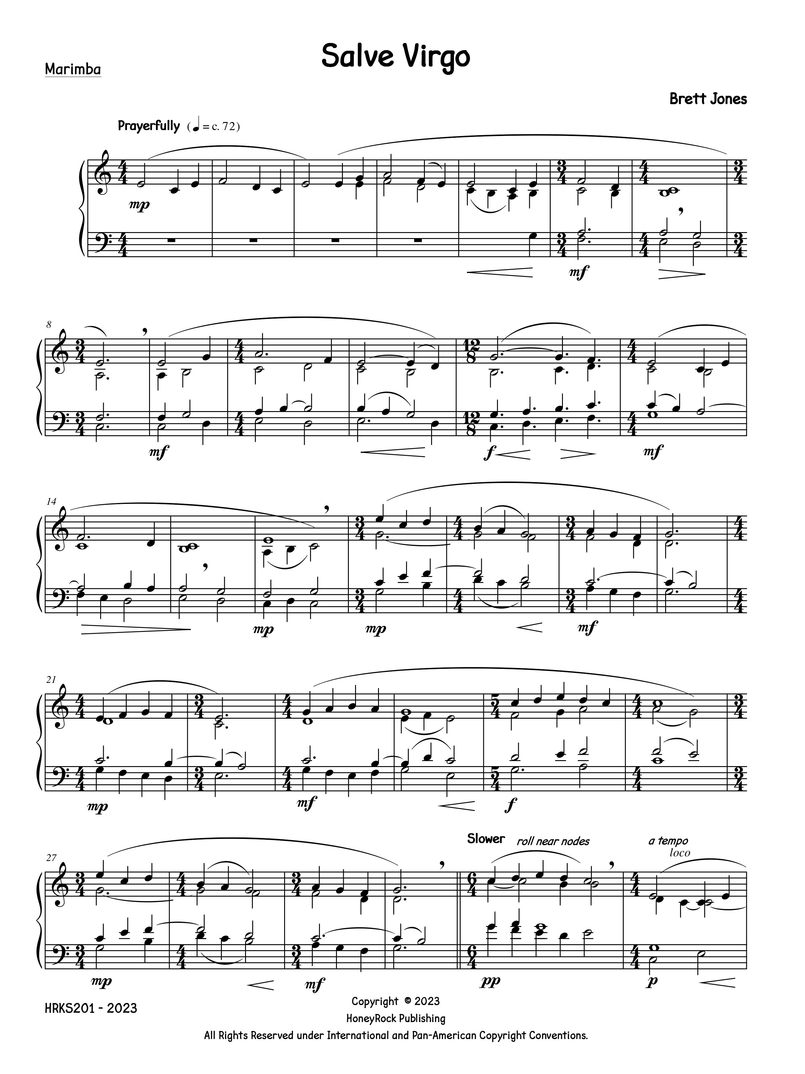 Two Marian Hymns for Solo Marimba