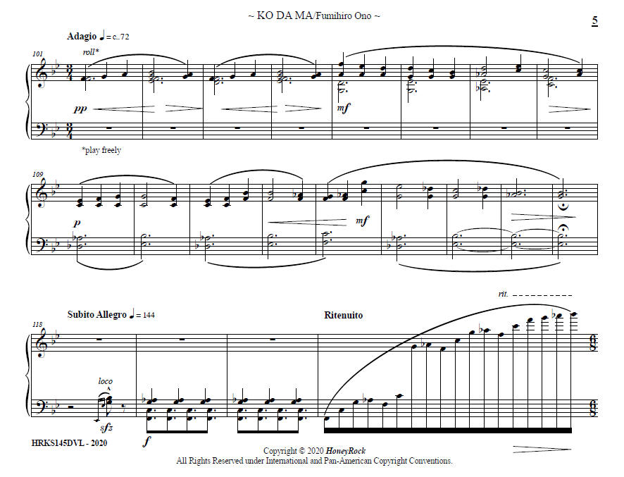 KO DA MA, a small piece for solo marimba, Fumihiro Ono