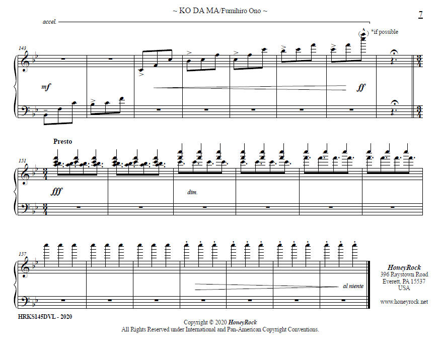 KO DA MA, a small piece for solo marimba, Fumihiro Ono