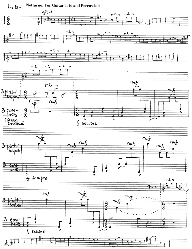 Notturno for Guitar Trio and Percussion