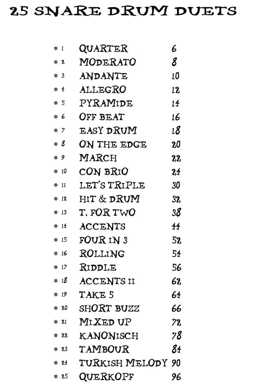 Snare Talk: Table of Contents