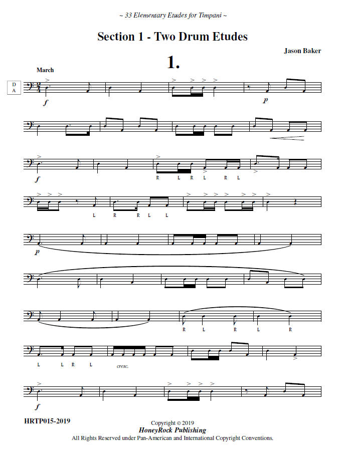 33 Elementary Etudes for Timpani, Jason Baker