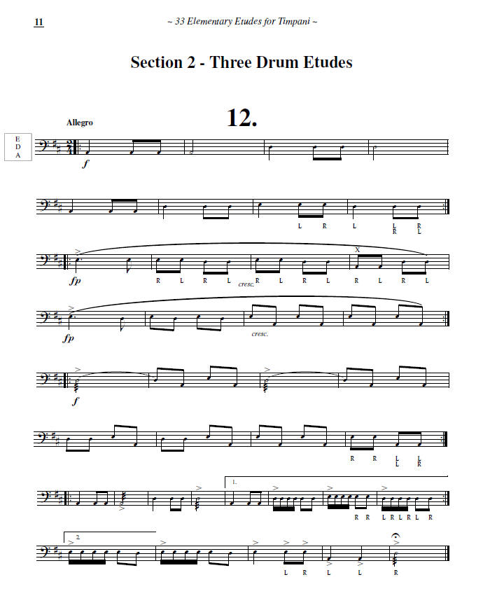 33 Elementary Etudes for Timpani, Jason Baker